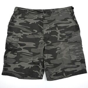 Rothco Cargo Shorts Men's‎ BDU Gray Woodland Camo Army Adjustable Waist EUC